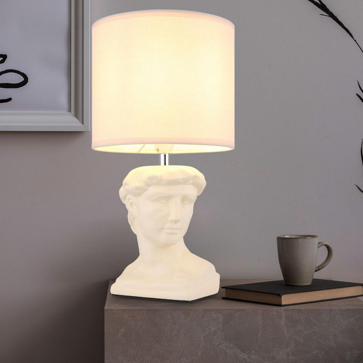 LED TISCHLEUCHTE Keramik Beige - Beige, Textil (17.5/17.5/33cm) - Globo Lighting