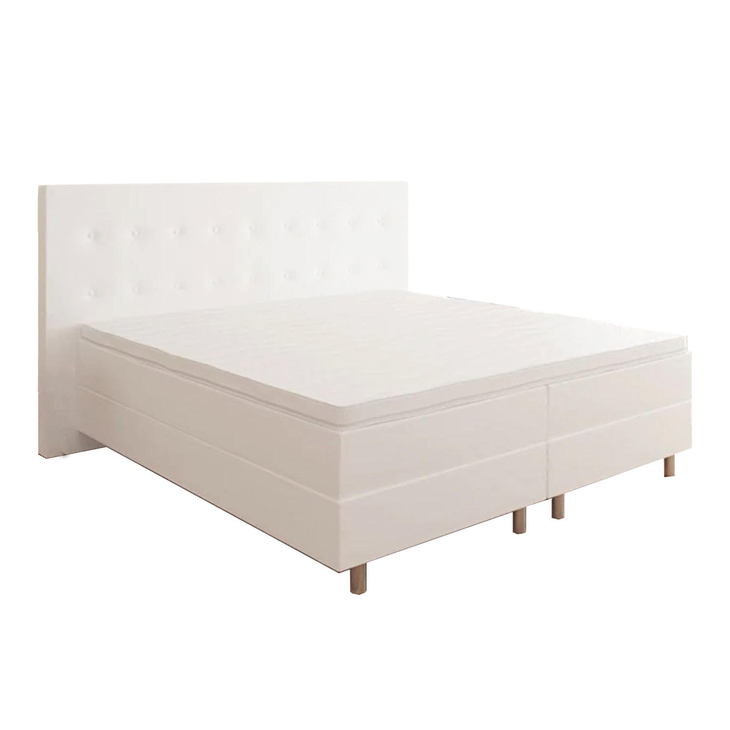 BOXBETT RIO Barcelona 5-Zonen mit Visco Topper H3 First Class Bett in verschiedenen Farben und Größen - Weiß, Holz/Holzwerkstoff (180/200cm) - Best For Home