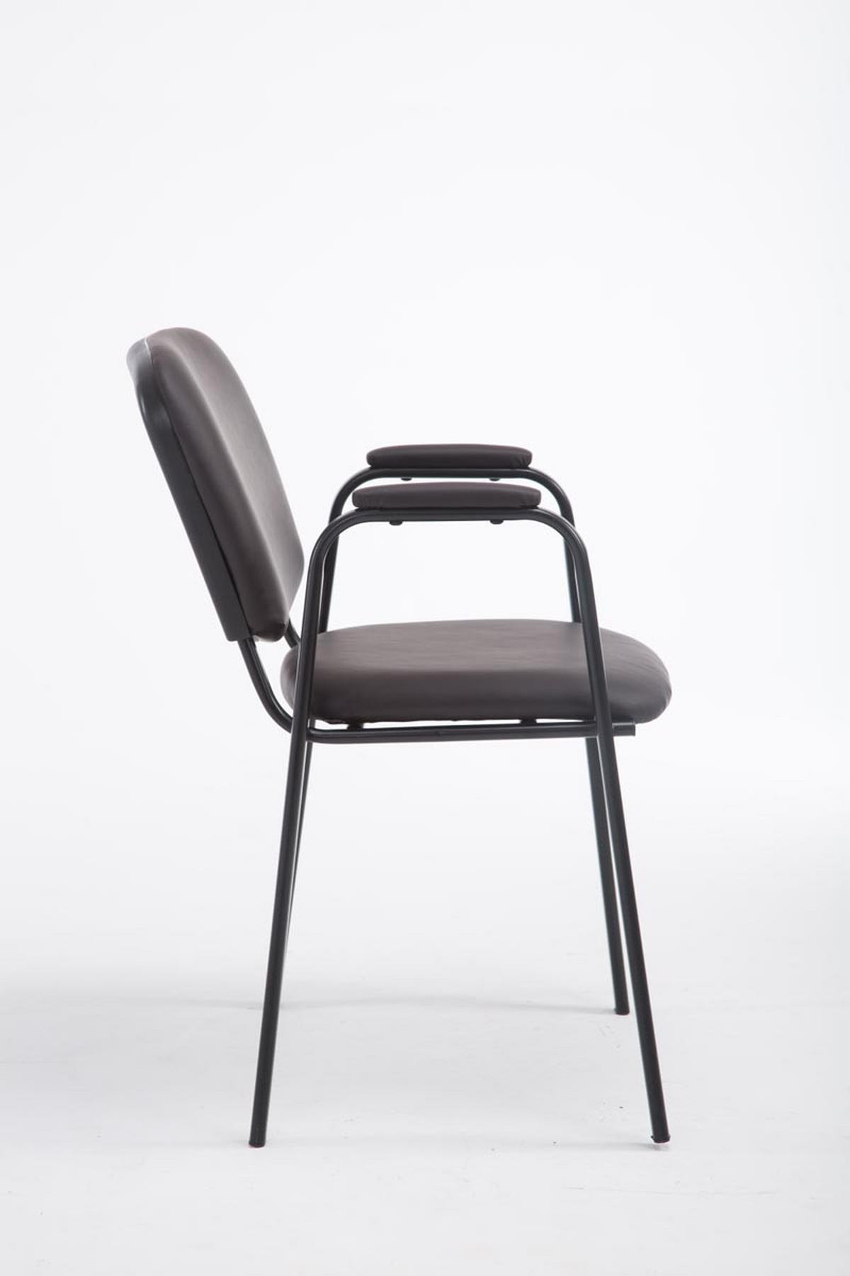 BESUCHERSTUHL Keen PRO, Kunstleder mit Armlehne - Gestell Schwarz / Bezug Braun - Schwarz/Braun, Textil/Metall (53/79/53cm) - TPFLiving