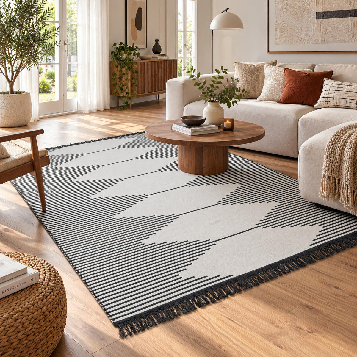 TEPPICH BEIDSEITIG ETHNO KELIM TREND - Grau, Textil (140/200cm) - Pergamon