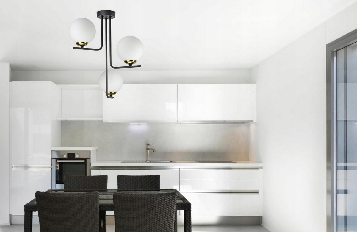DECKENLEUCHTE Milano Glas - Goldfarben/Schwarz, Glas/Metall (40/40/47cm) - kiki design