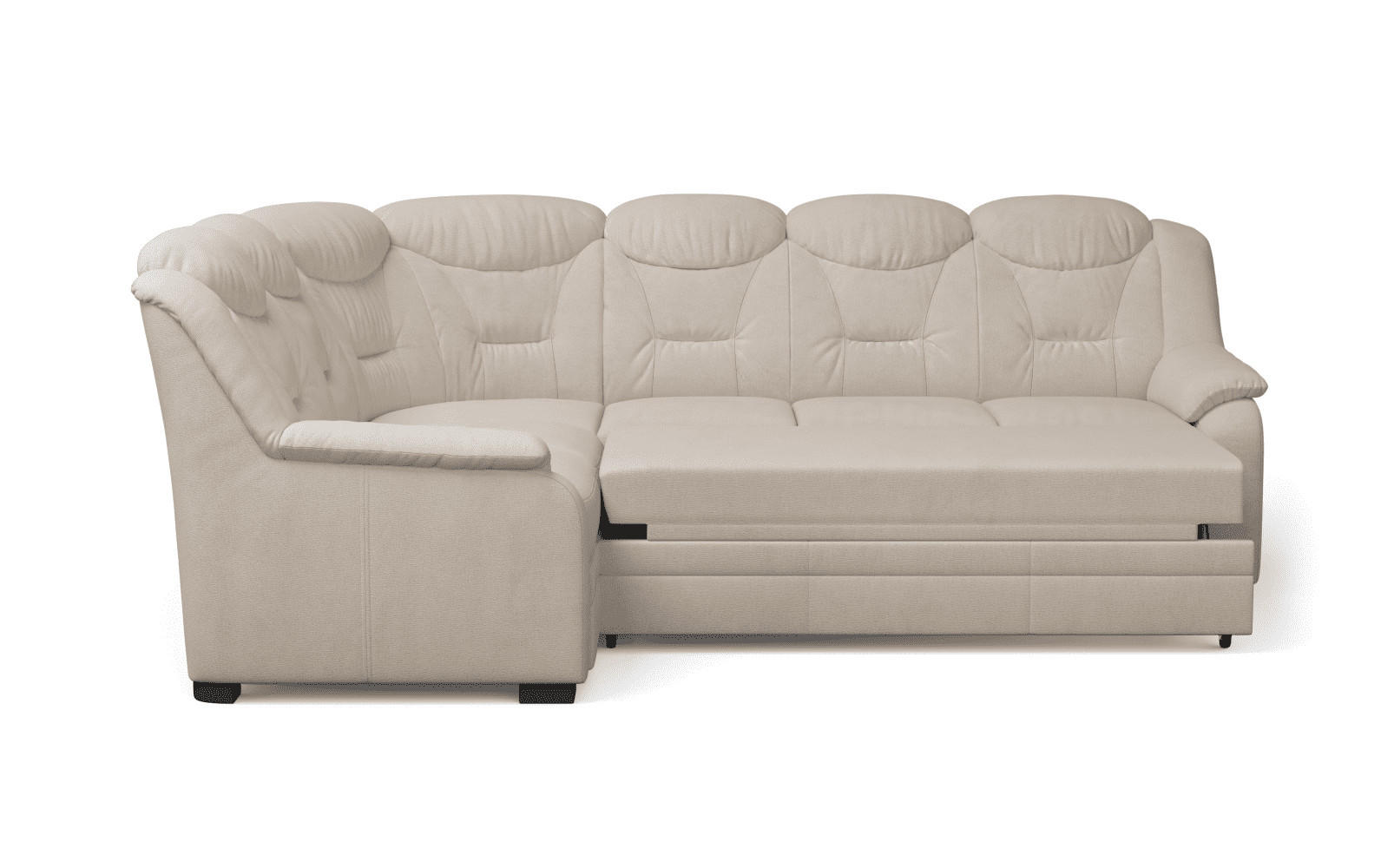 ECKSOFA mit Schlaffunktion und Bettkasten – weiches Chenille-Gewebe - Sandfarben/Beige, Holz/Kunststoff (263/211cm) - Cotta