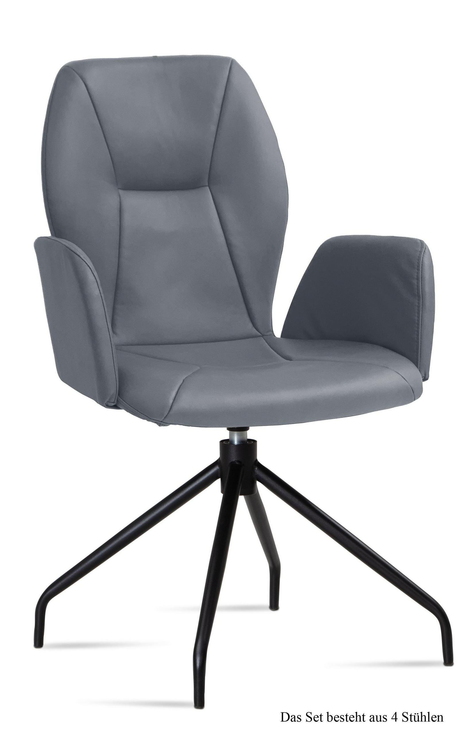 ARMLEHNSTUHL drehbar (4er-Set) Dorett 58x92x60 Schwarz/Grau - Schwarz/Grau, Kunststoff (60/92/58cm) - 58aufmkessel