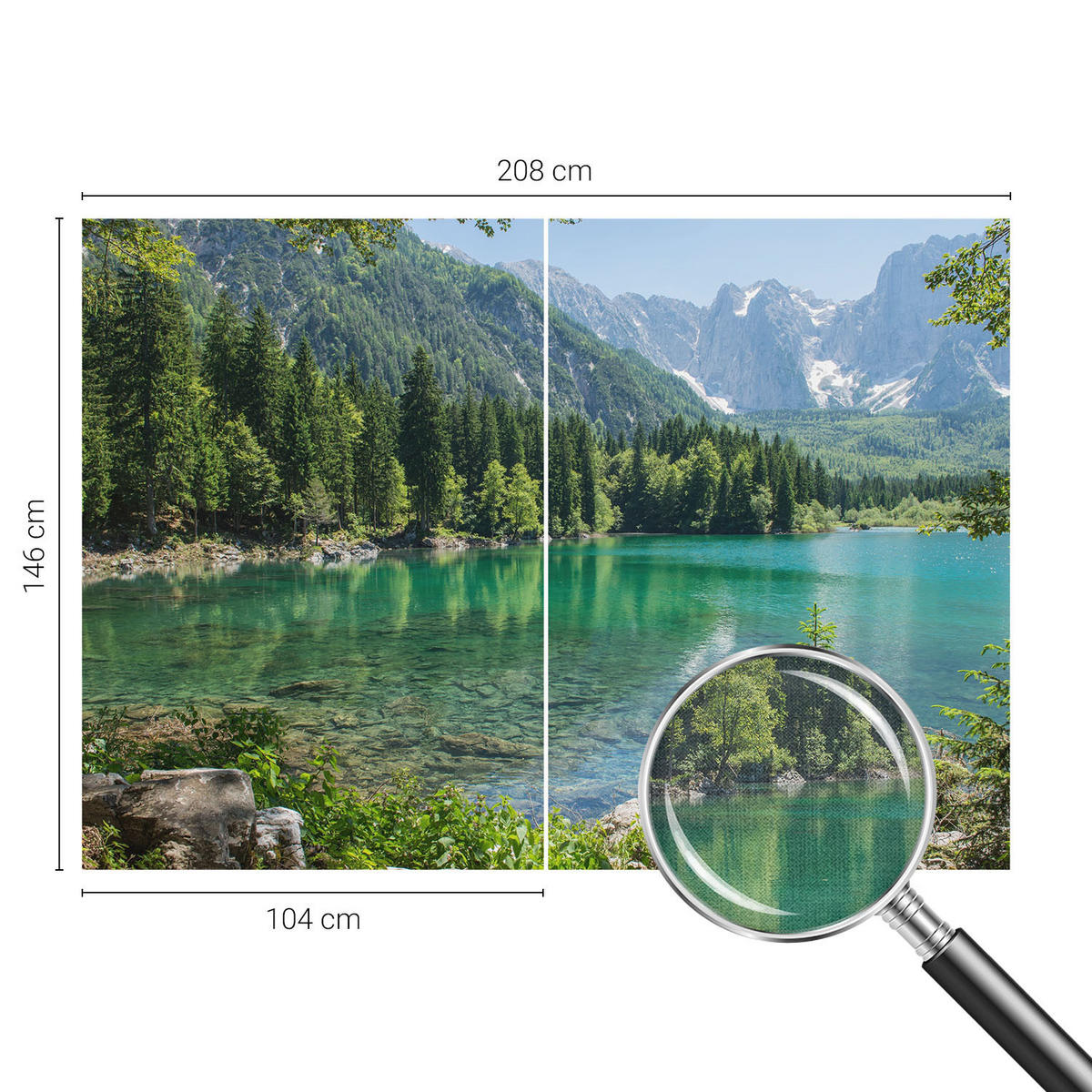 FOTOTAPETE 208x146 cm - Grüner See - Grün, Textil (208/146cm) - Wallfluent