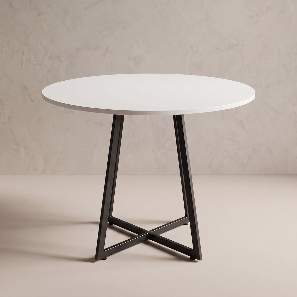 TISCH auf Kreuzfuß rund Weiß 80/80/72 cm - Weiß, Metall (80/80/72cm) - SCENA LIVING