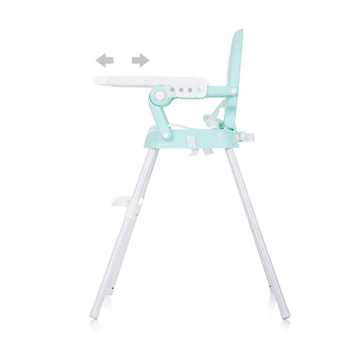 KINDERHOCHSTUHL 3 in 1 Bonbon türkis Sitzerhöhung, Fußstütze, Tablett verstellbar - Türkis, Metall (60/92/64cm) - Chipolino