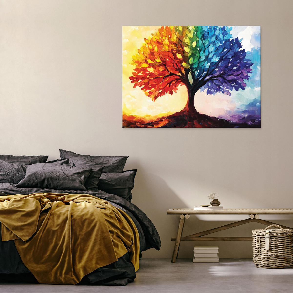BILDER Abstrakt Baum des Lebens Modern Wohnzimmer 100x70 - Multicolor, Holzwerkstoff (100/70cm) - Wallarena