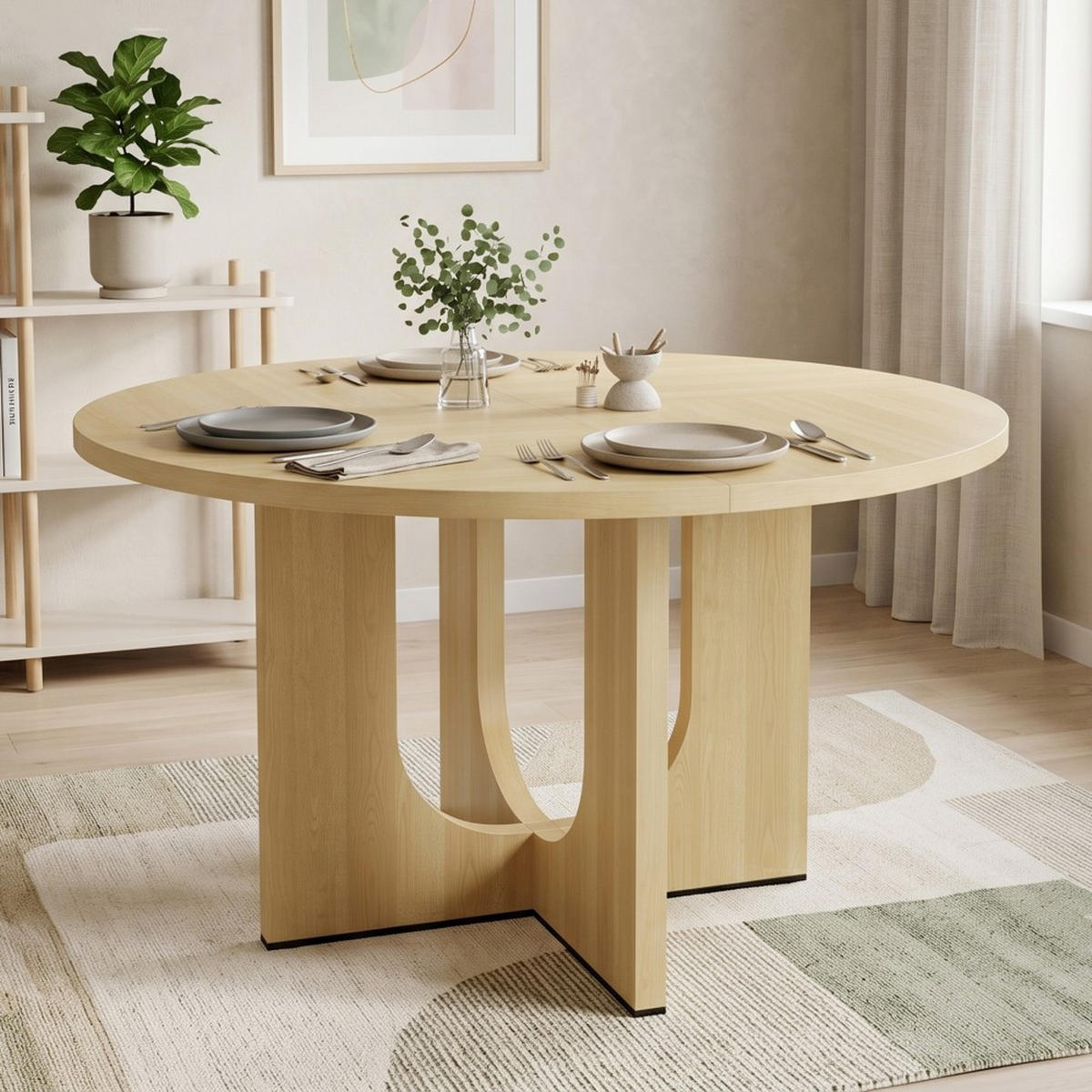 JÍDELNÍ STŮL Kulatý dubový Ø 120 cm pro 4–6 osob, 26,30 kg - barva dubu, kompozitní dřevo (120/120/75cm) - Urban Meuble