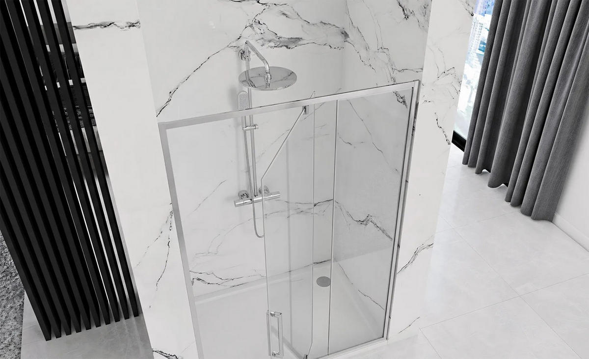 DUSCHTÜR Rea Rapid Swing Chrom 120 - Chromfarben, Glas (120/195cm) - REA