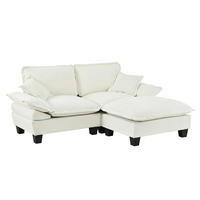 ECKSOFA 194/151/90 cm Beige aus Chenille mit Ottomanen und 2 Kissen - Beige, Textil (151/194cm) - OKWISH
