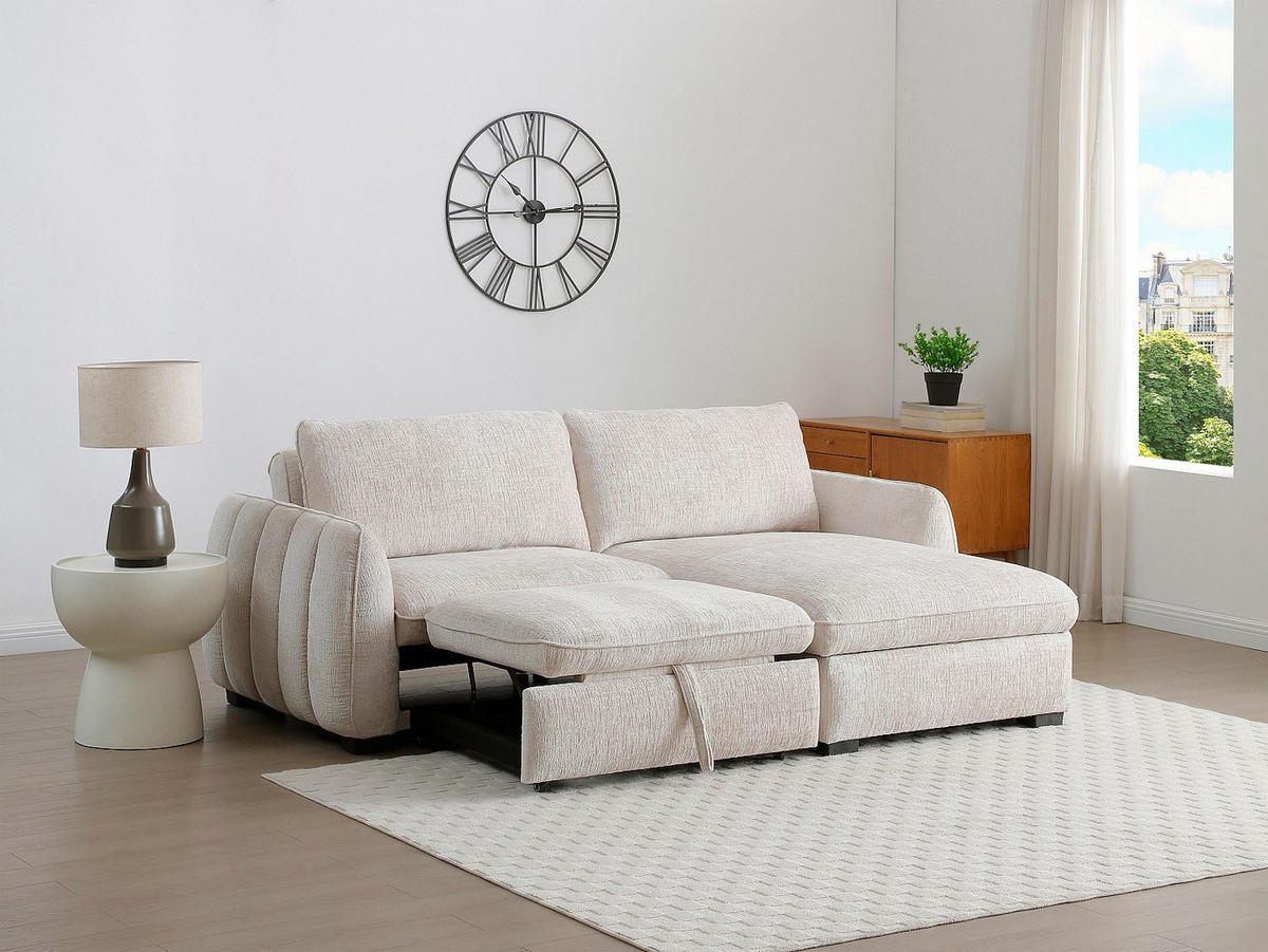 SCHLAFSOFA - 4 Personen - Stoff - Beige - Beige, Textil (236/88/167cm) - Vente-Unique