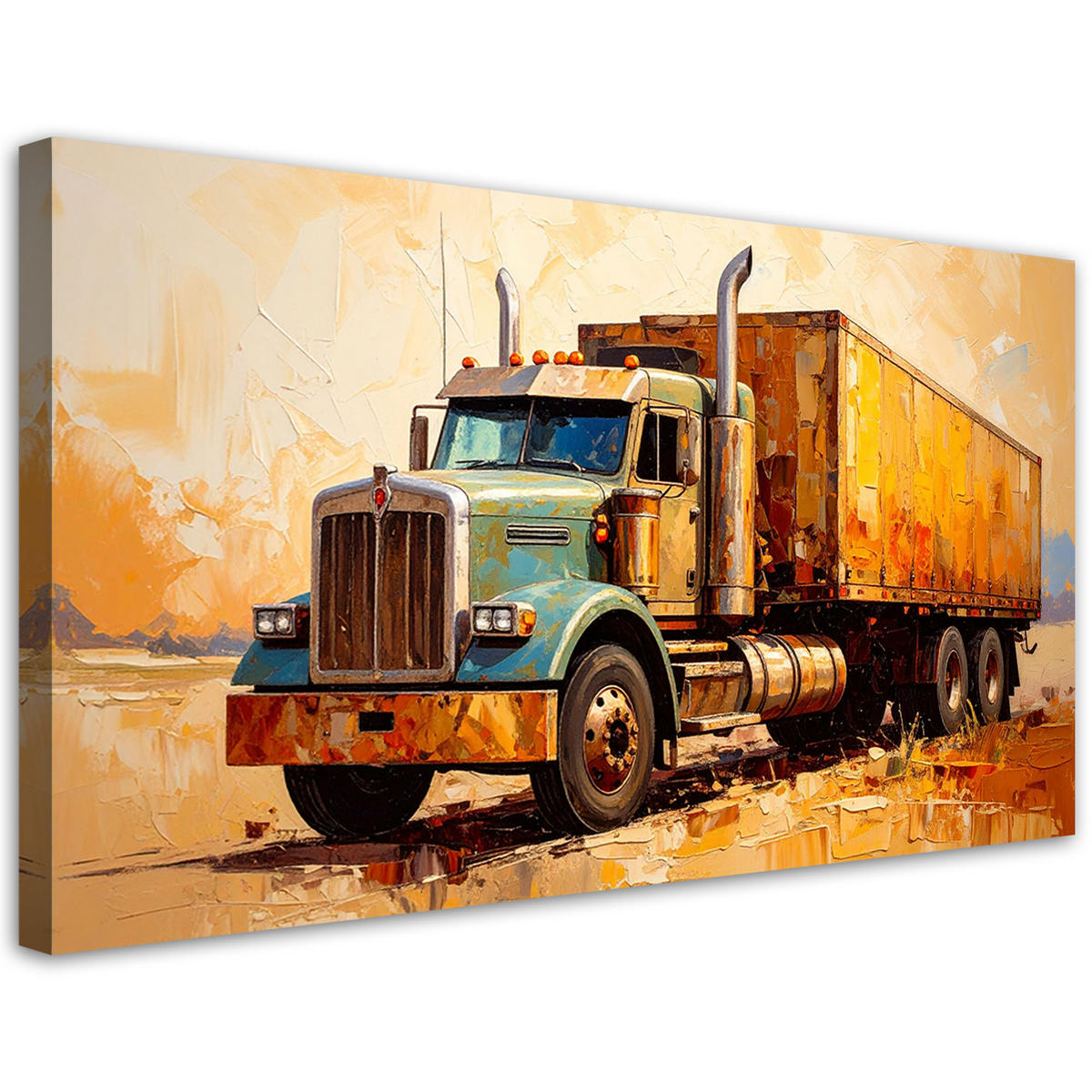 LEINWANDBILD Amerikanischer Truck 120x60cm - Beige, Textil (120/60cm) - Feeby