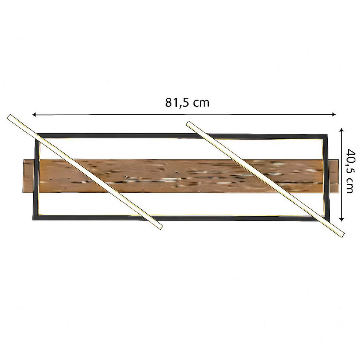 LED DECKENLEUCHTE Holz Schwarz Messing - Schwarz, Metall (81.5/40.5/9cm) - Globo Lighting