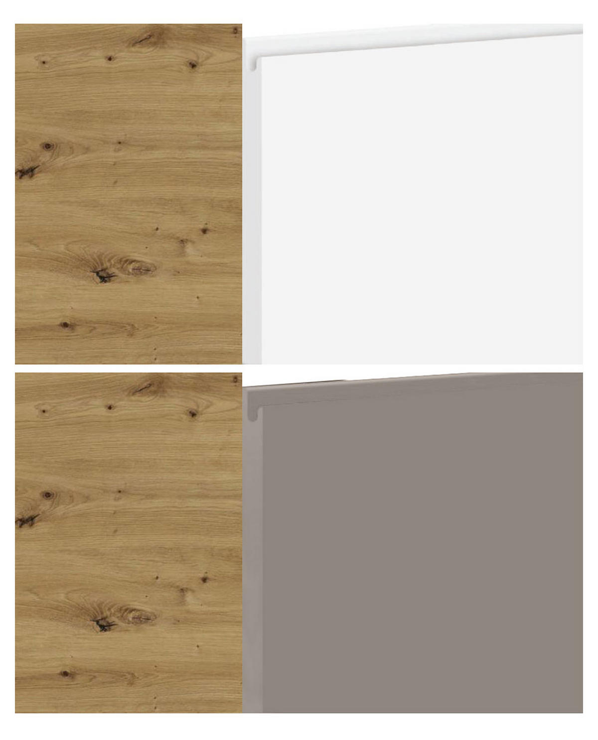 WINKELKÜCHE Avellino eiche artisan / Acryl weiß matt & Acryl stone grey matt, Arbeitsplatte Eiche Artisan 16-teilig - Weiß/Grau, Holzwerkstoff (290/243/305cm) - Feldmann-Wohnen