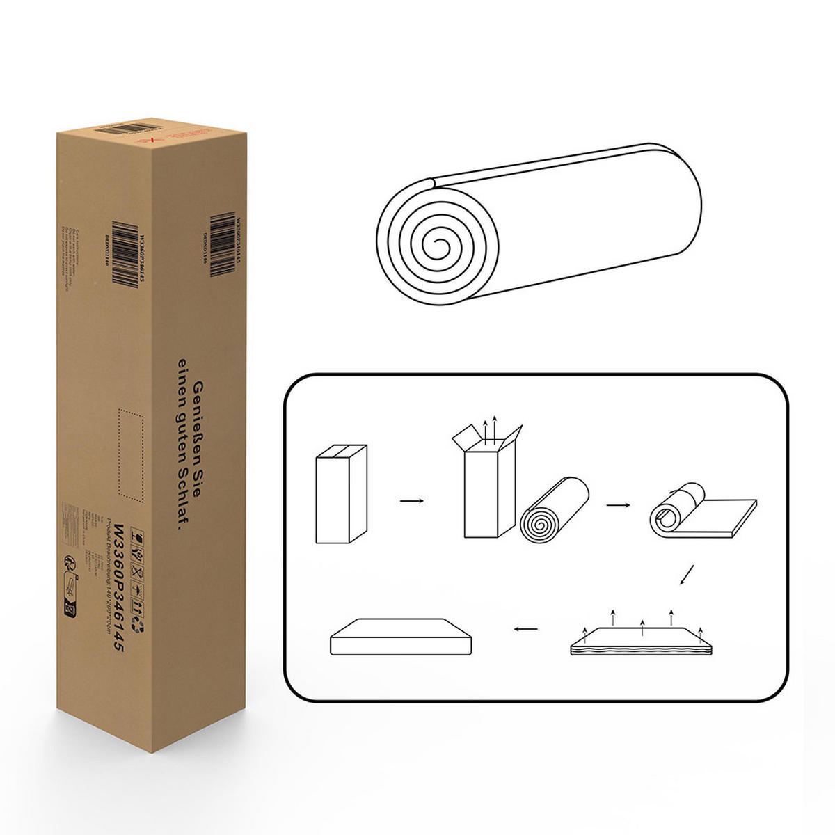 TASCHENFEDERKERNMATRATZE Härtegrad H3- 7-Zonen-Matratze Dicke 20cm- 120 x 200 cm - Weiß, Textil (120/200cm) - KOMHTOM