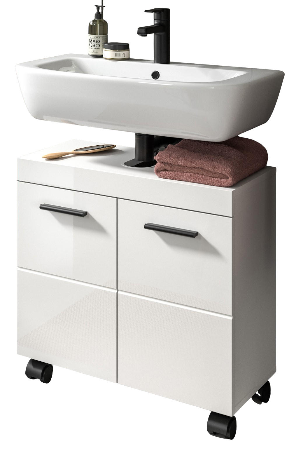 Inn.Furn Waschbeckenunterschrank Weiß Hochglanz 60x58x30 cm