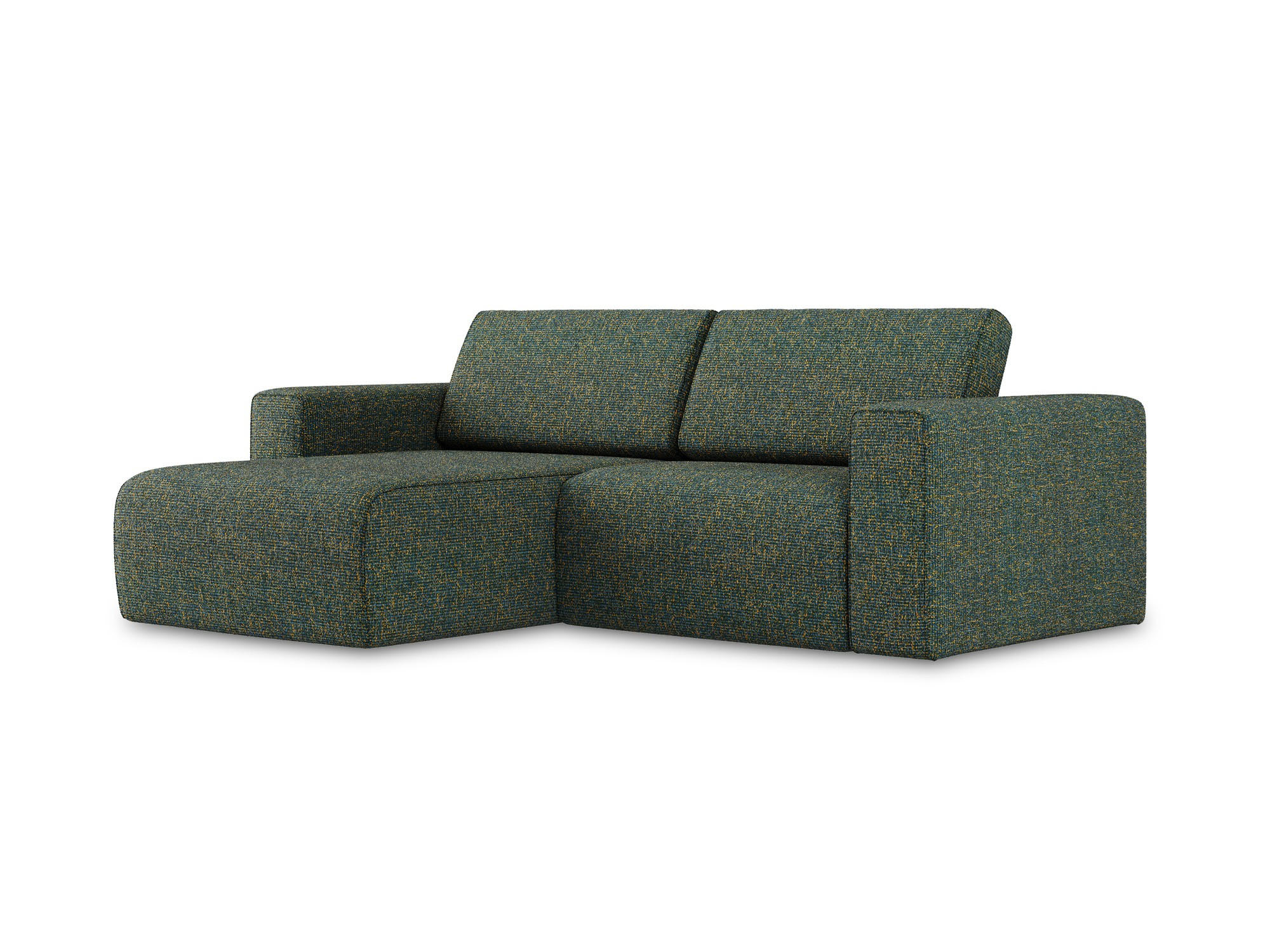 ECKSOFA Links Strukturstoff Stoff Grün - Blau/Schwarz, Kunststoff/Textil (167/224cm) - Makamii