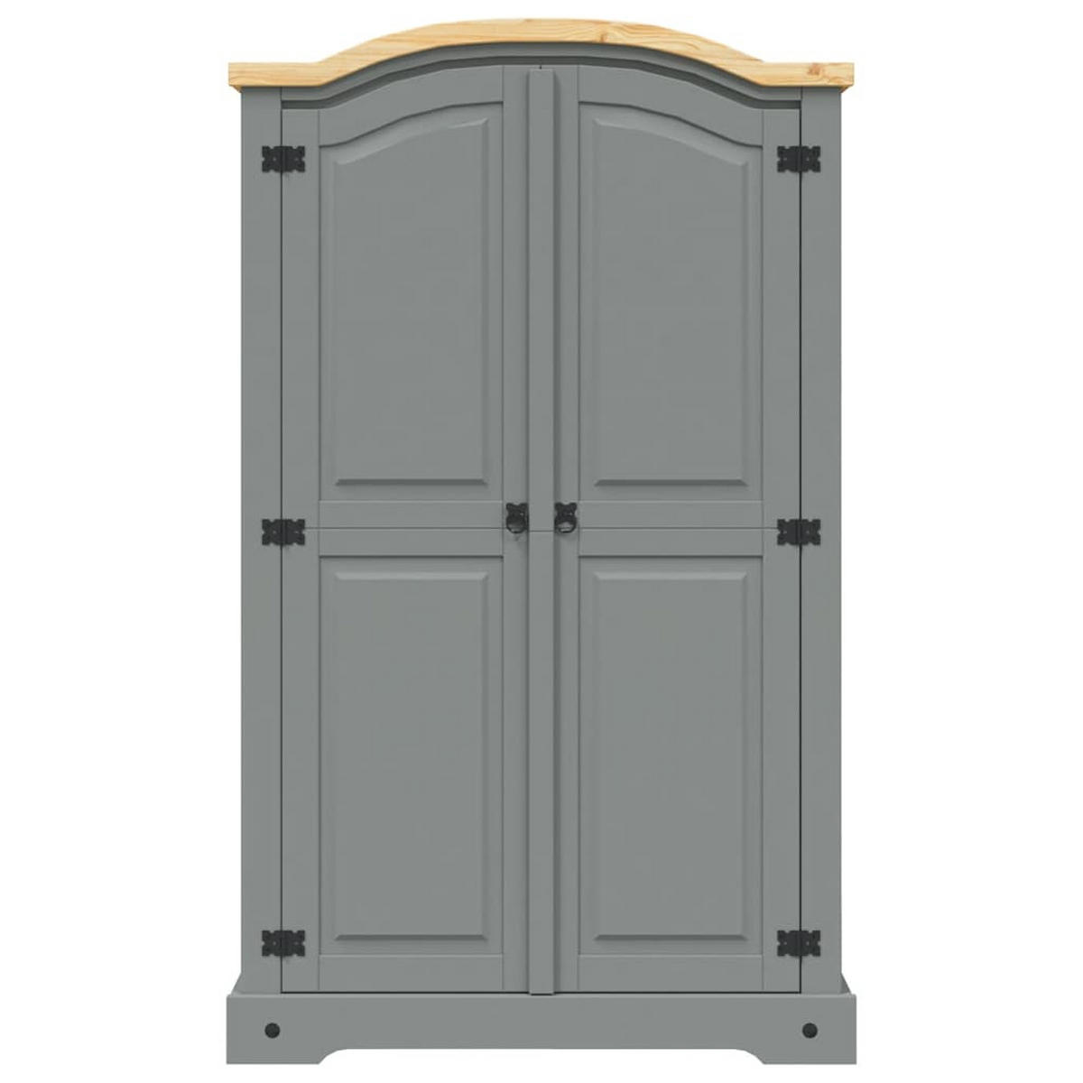 KLEIDERSCHRANK MEXIKO-STIL KIEFERNHOLZ 2 TÜREN GRAU - Grau, Holz (52/170/101cm) - vidaXL