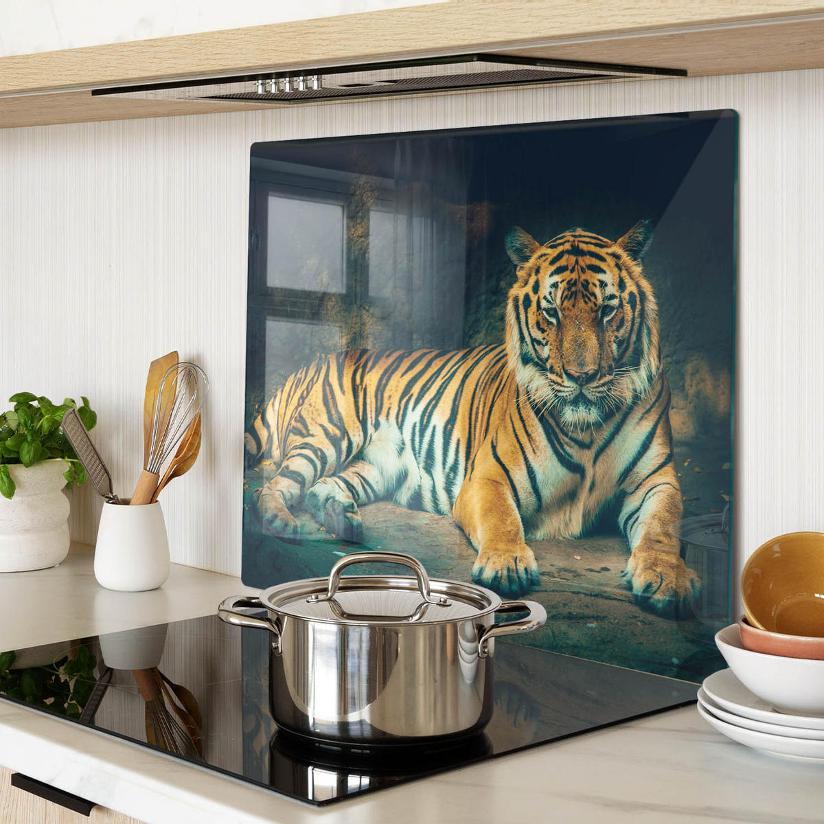 GLASPLATTE 60x52 cm Tigerhöhle - Orange, Glas (60/52cm) - TULUP