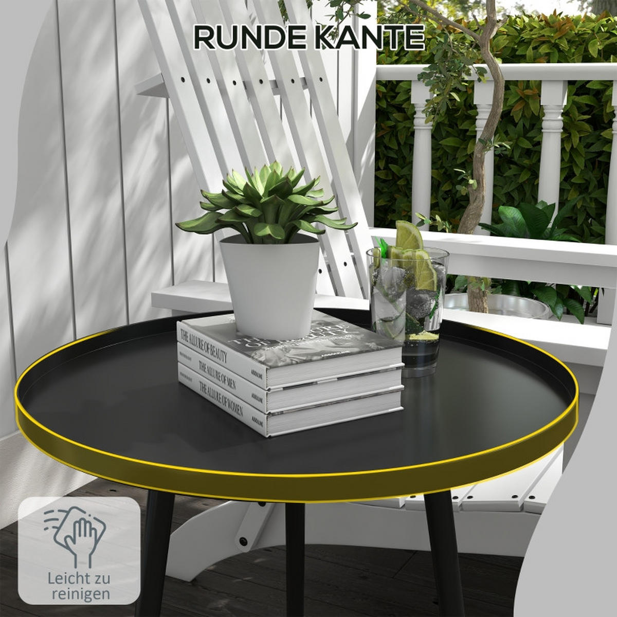 BEISTELLTISCH Outdoor rund 40x50 cm Stahl schwarz - Schwarz, Metall (40/40/50cm) - LEBENLANG