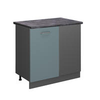 ECKUNTERSCHRANK R-Line Blau-Grau 86 cm, AP Anthrazit - Anthrazit/Blaugrau, Holzwerkstoff (86/81.6/60cm) - Vicco
