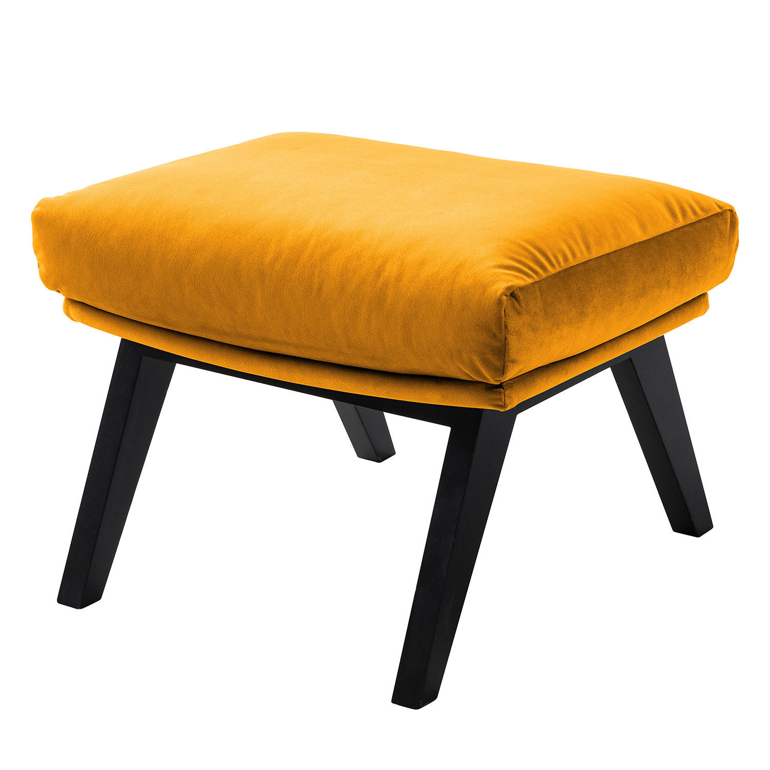 POLSTERHOCKER mit Holzfüßen - Gelb/Schwarz, Eichenholz/Textil (51/37/41cm) - home24