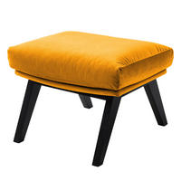 POLSTERHOCKER mit Holzfüßen - Gelb/Schwarz, Eichenholz/Textil (51/37/41cm) - home24