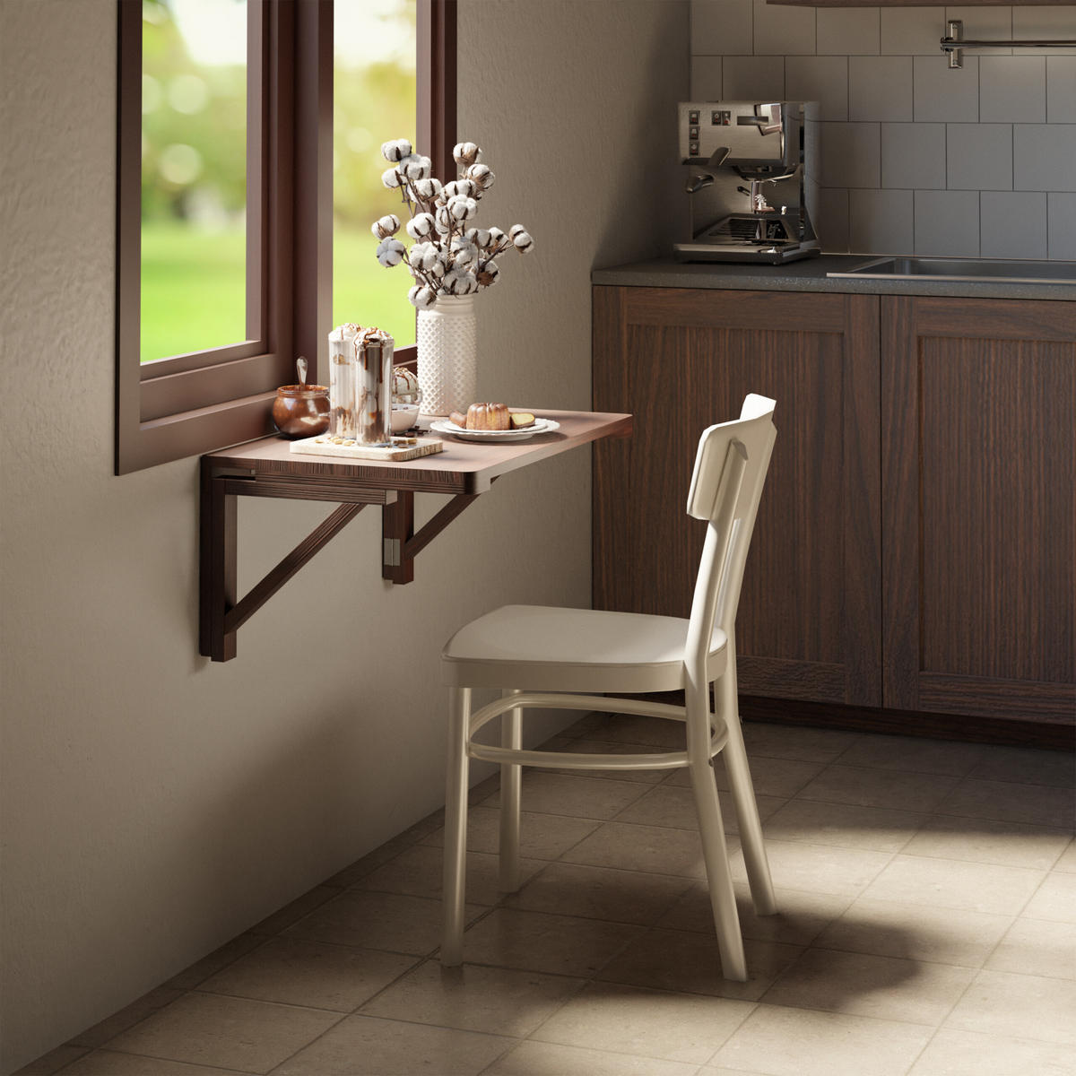 WAND-KLAPPTISCH - Dunkelbraun, Holz (40/60/27cm) - Relaxdays