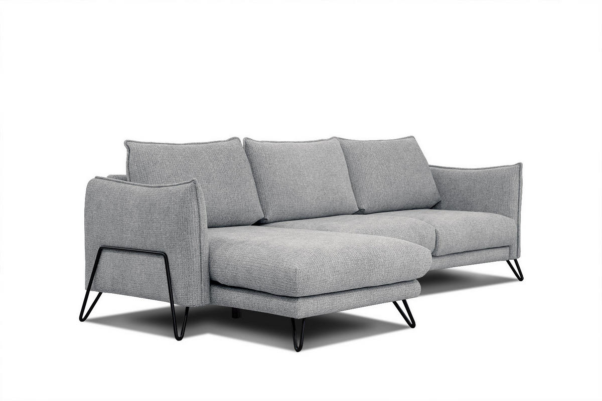 ECKSOFA HOSTEN 4-Sitzer, grau - Schwarz/Grau, Holzwerkstoff/Textil (158/269cm) - Courtois Laville