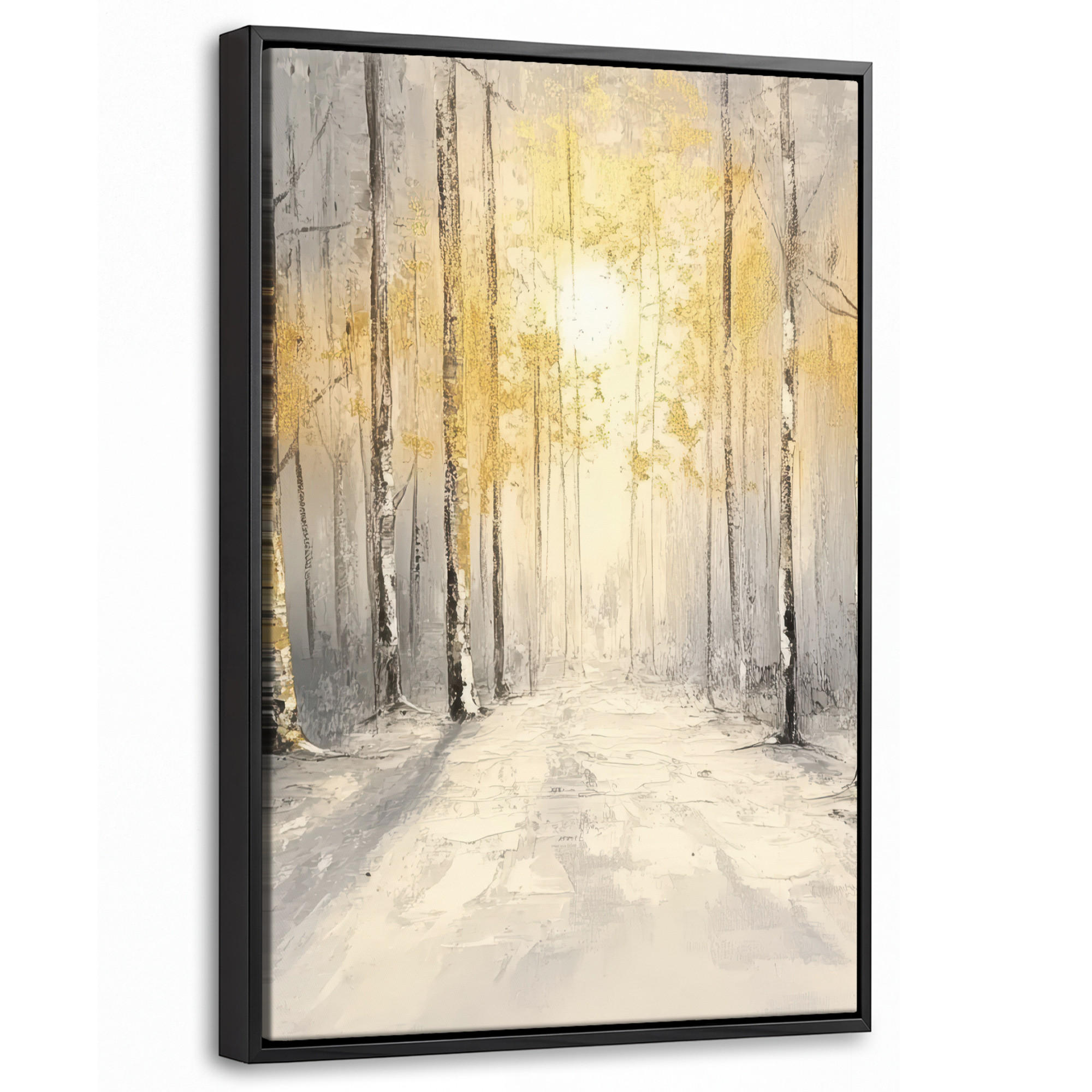 LEINWAND Bilder mit Rahmen - Winter - Abstrakt - Schnee - Natur - Sonne - 40x60 - Grau, Textil (40/60cm) - MuchoWow