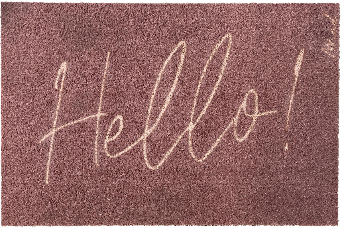 OUTDOOR FUßMATTE "Arie" mit Spruch "Hello" Pink 50 x 75 cm - Pink/Beige, Kunststoff/Textil (50/75cm) - MAD ABOUT MATS