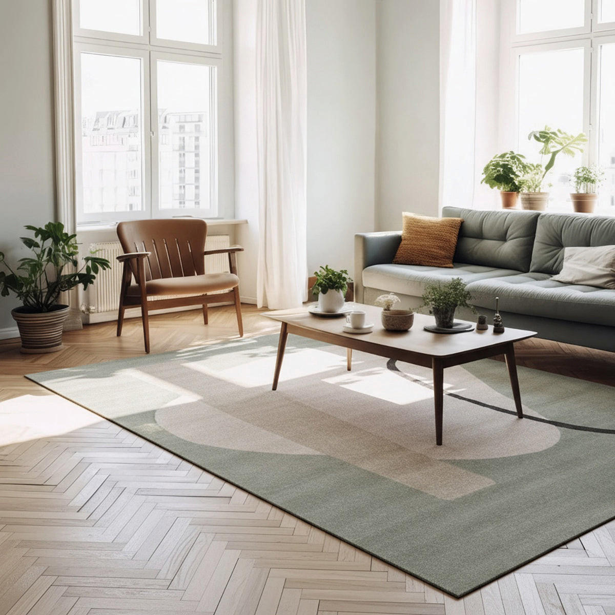 GEOMETRISCHER Teppich weich und bequem grün - Grün, Textil (160/230cm) - AFK Living