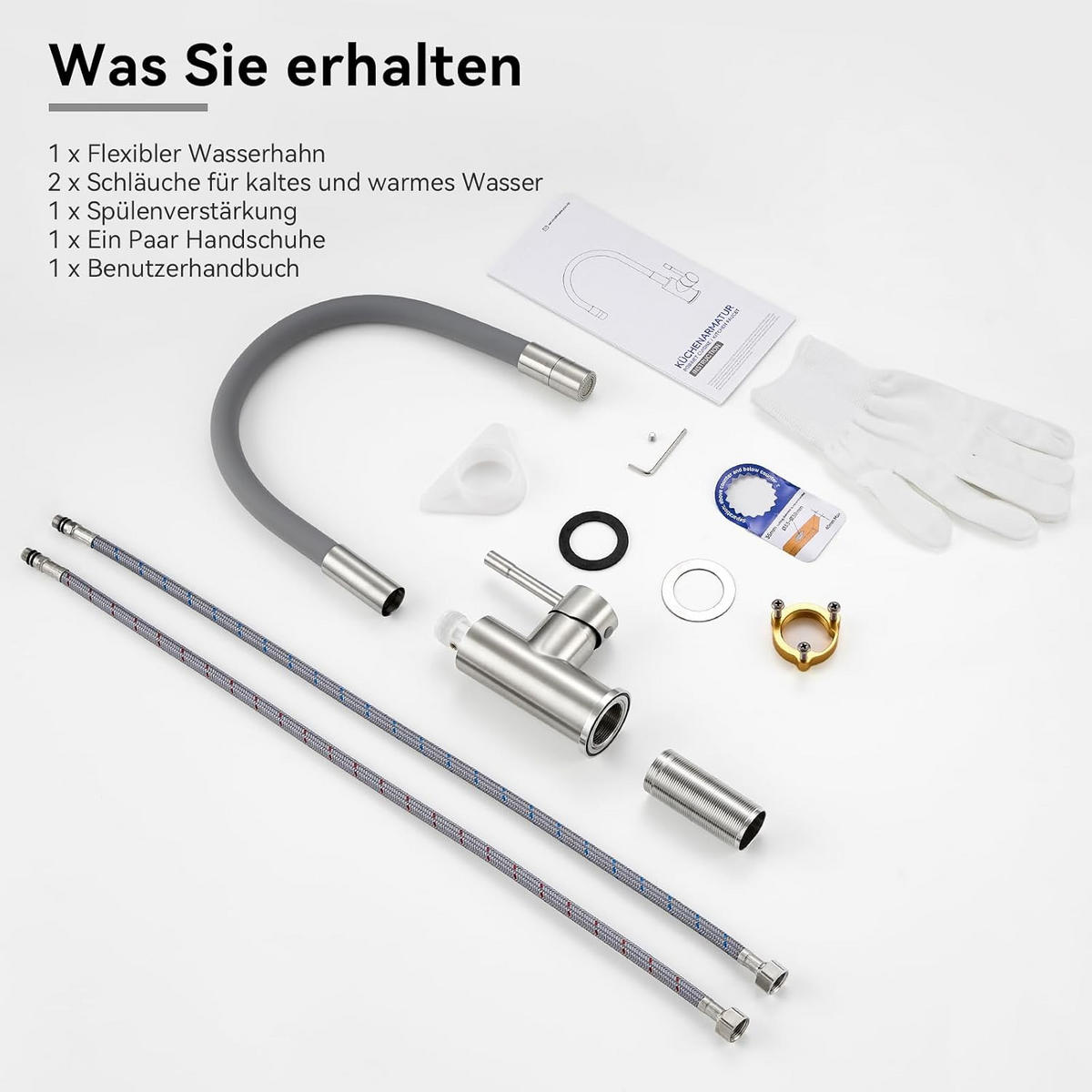 BADEZIMMERARMATUR, inklusive flexiblem Wasserschlauch, 590cm lang, silberfarben. - Silberfarben, Metall (33/6/17cm) - Vallsero