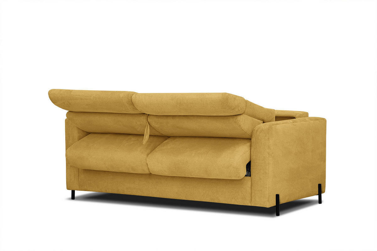 SOFA MEZO 3-Sitzer mit Schlaffunktion, gelb - Gelb/Schwarz, Holz/Textil (232/90/107cm) - Courtois Laville