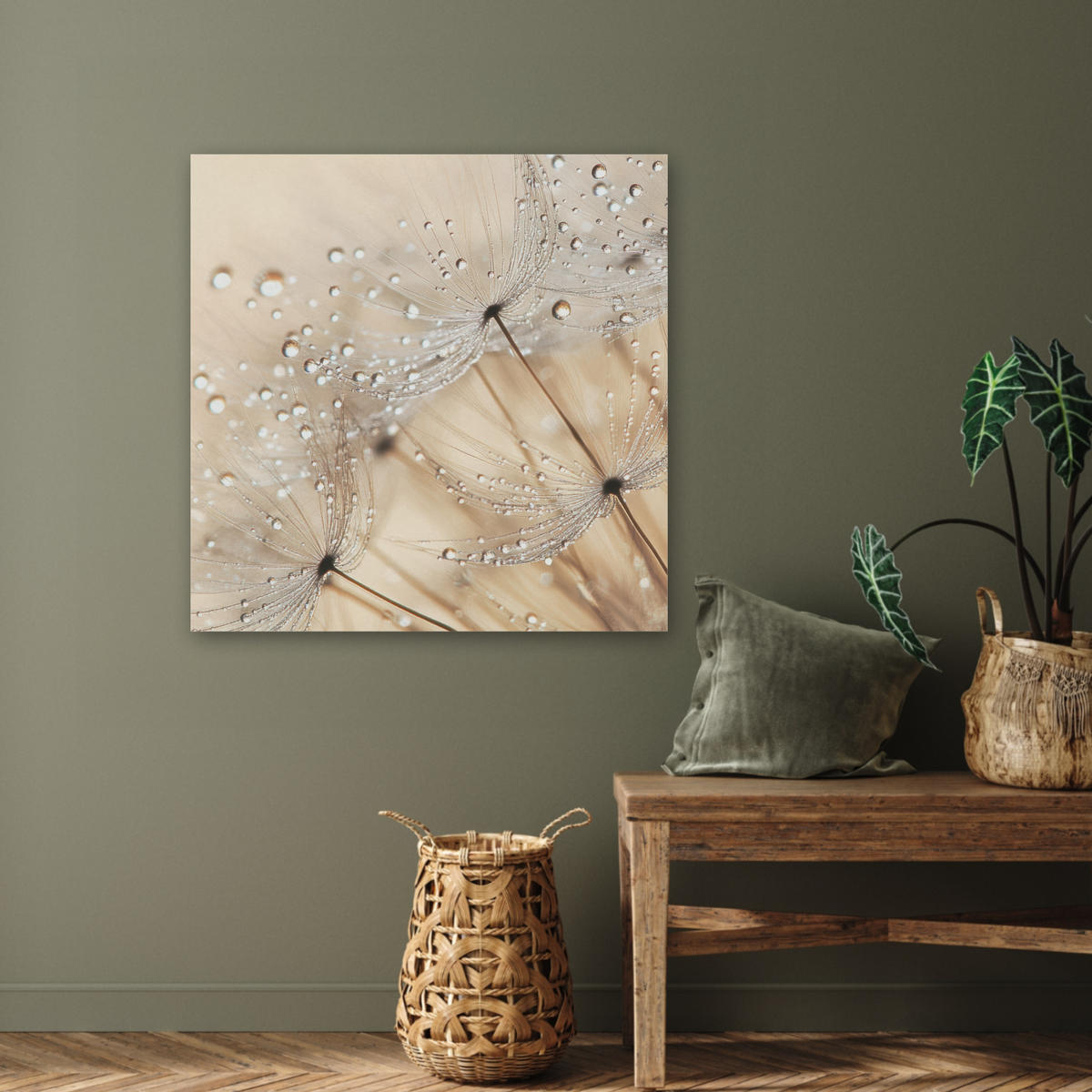 AKUSTIKBILD Löwenzahn - Abstrakt - Natur - Beige Akustikpaneele 80x80 cm - Braun, Kunststoff (80/80/0.9cm) - MuchoWow