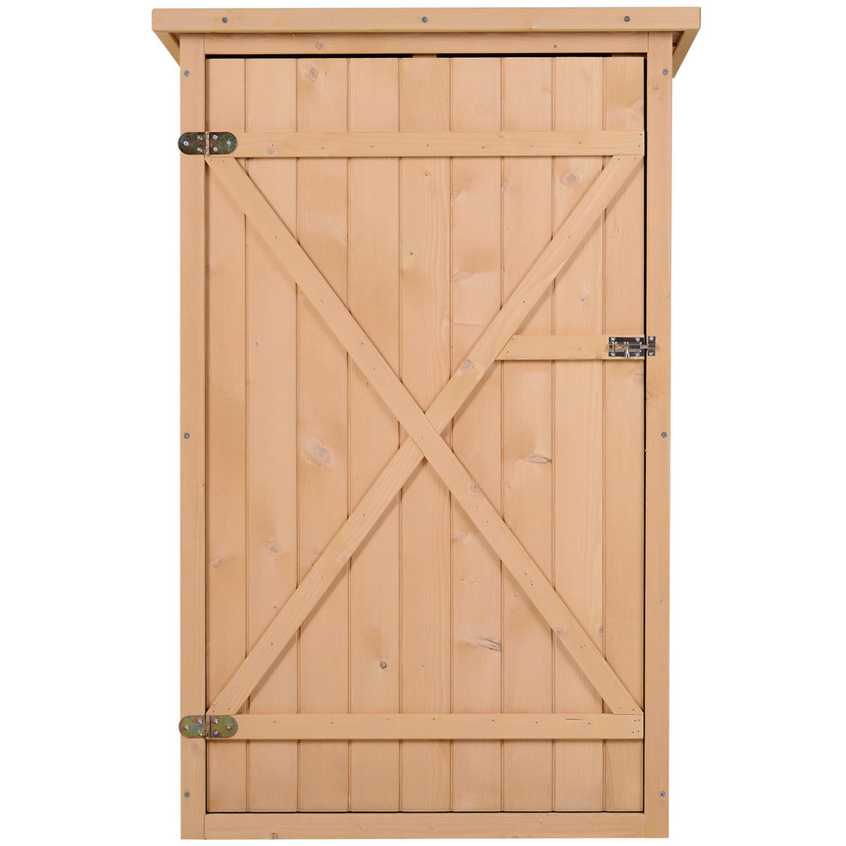 GERÄTESCHUPPEN DE-17568 große Tür mit Riegel, 2 Böden Naturholz - Naturfarben, Holz (75/115/56cm) - ComfortXL