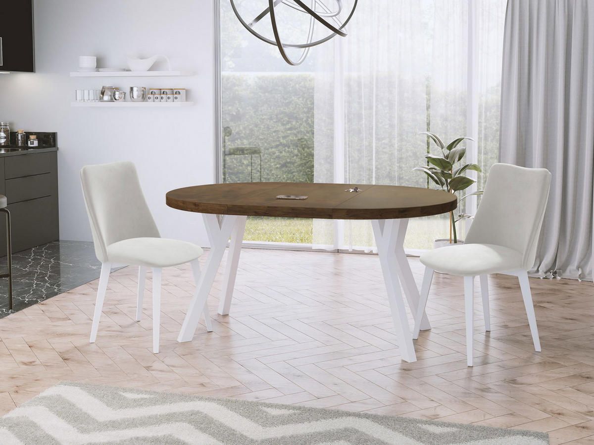 ESSTISCH Twixy runder ausziehbarer, Lefkas Eiche 100-150/100/76 cm - Alteiche/Braun, Holz/Holzwerkstoff (100/150/76cm) - WFL GROUP