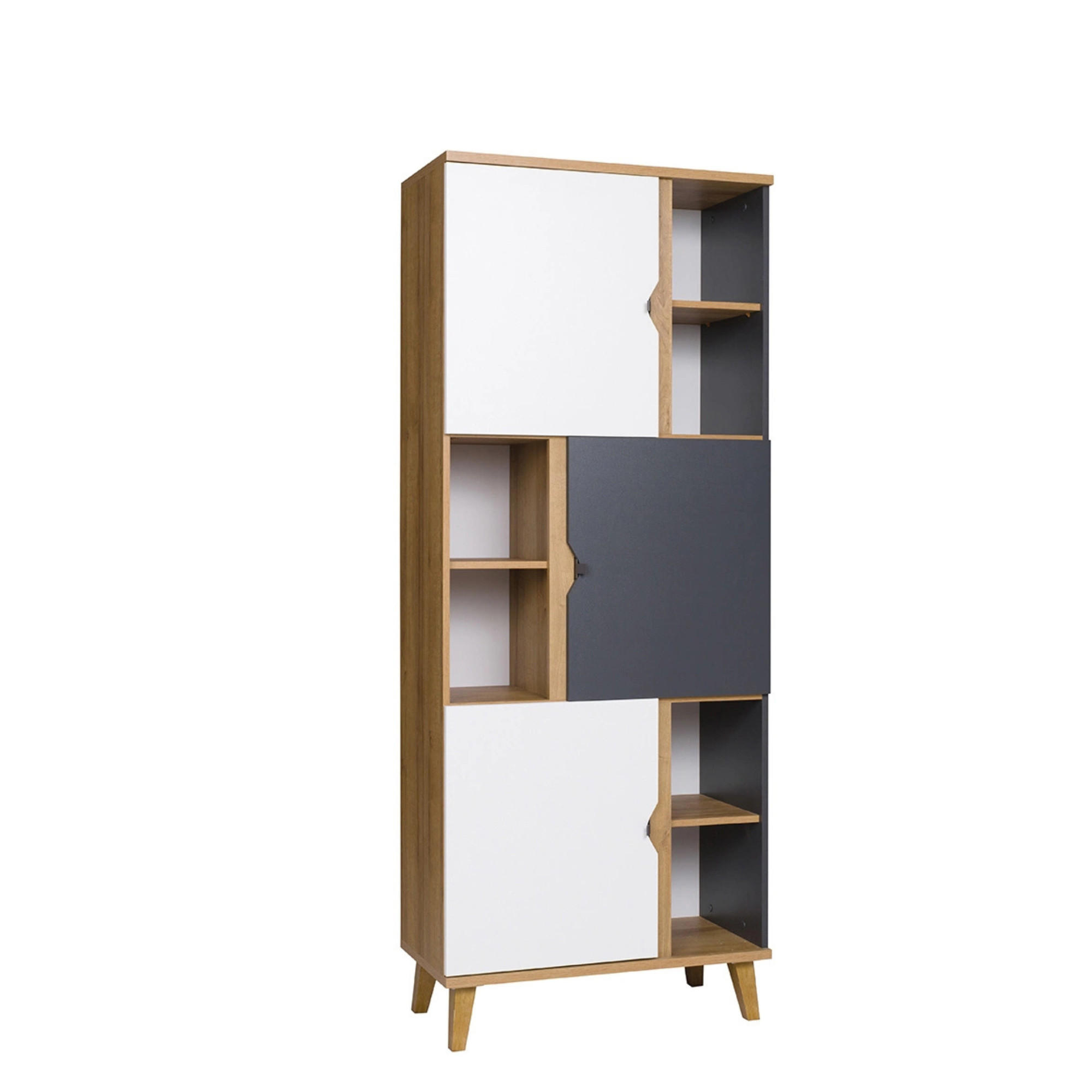 Ravio Bücherregal Weiß, Graphit, Eiche 80x200x40 cm