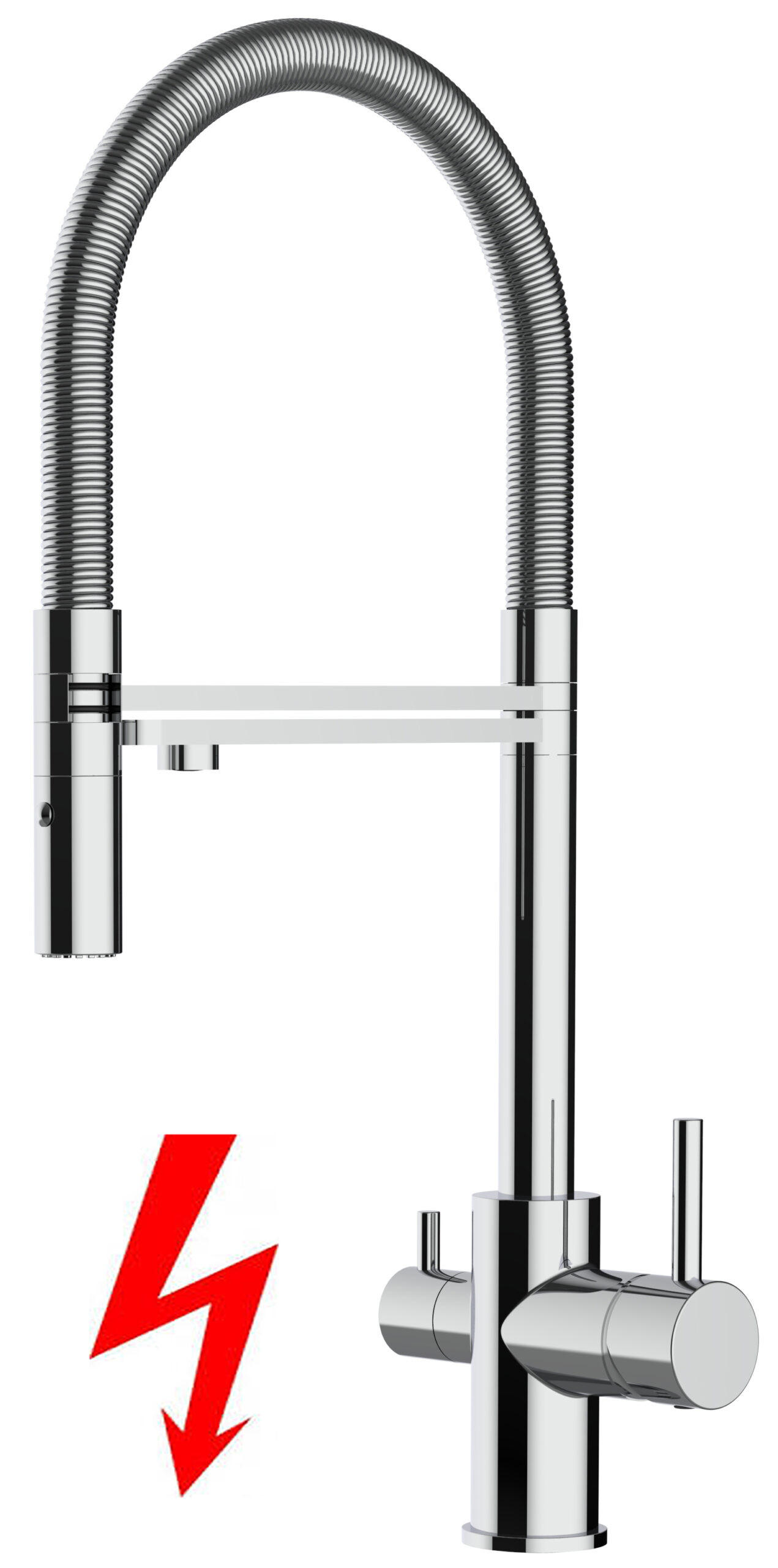 NIEDERDRUCK-3-WEGE-KÜCHENARMATUR, Verchromt, 2-Strahl-Brause - Chromfarben, Metall (20.8/50.8/20.8cm) - VIZIO