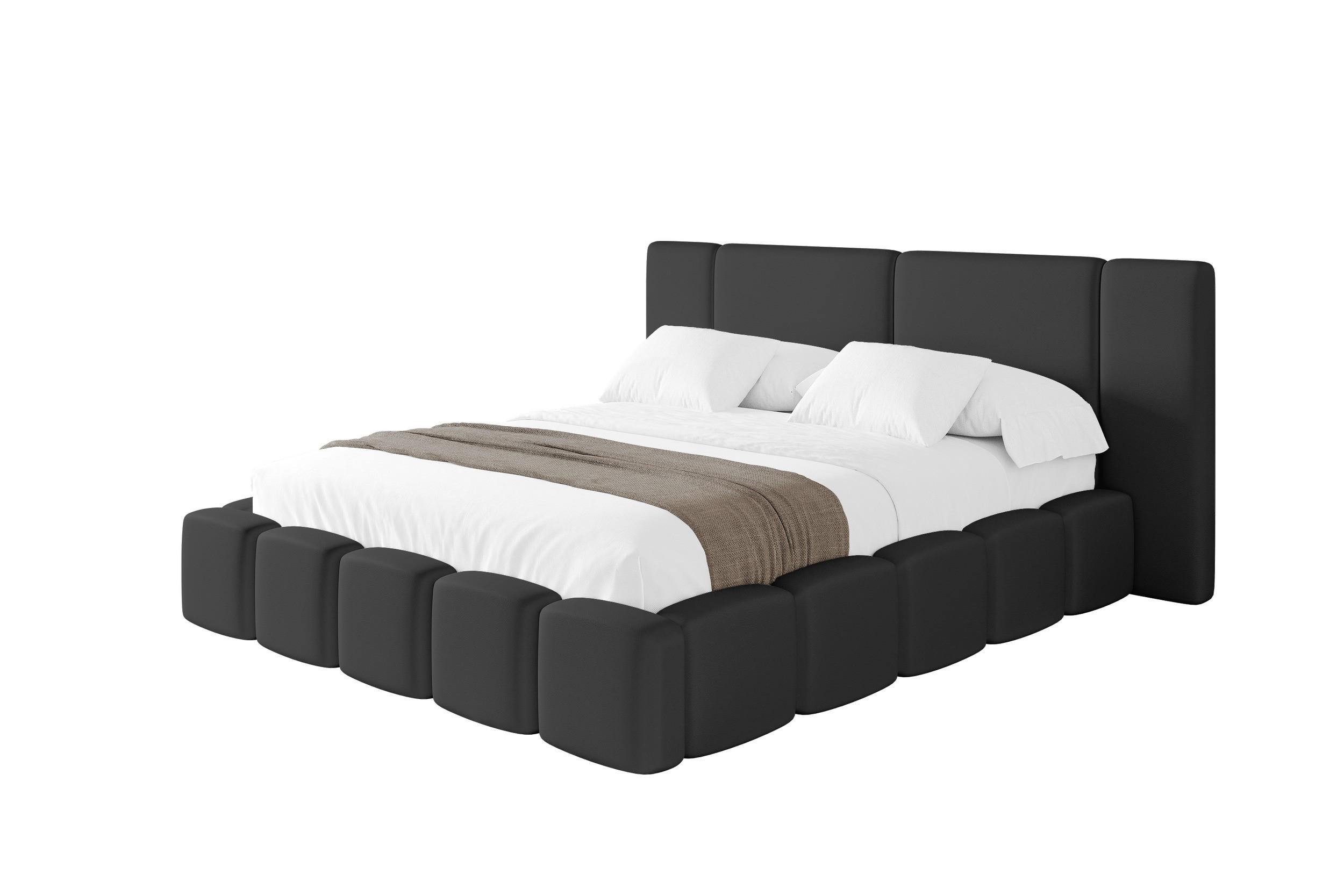 POLSTERBETT mit Bettkasten und Lattenrost, Bett mit Matratze H3/H4 - NILO 180x200 Schwarz - Schwarz Hochglanz, Holzwerkstoff/Textil (180/200cm) - ALTDECOR