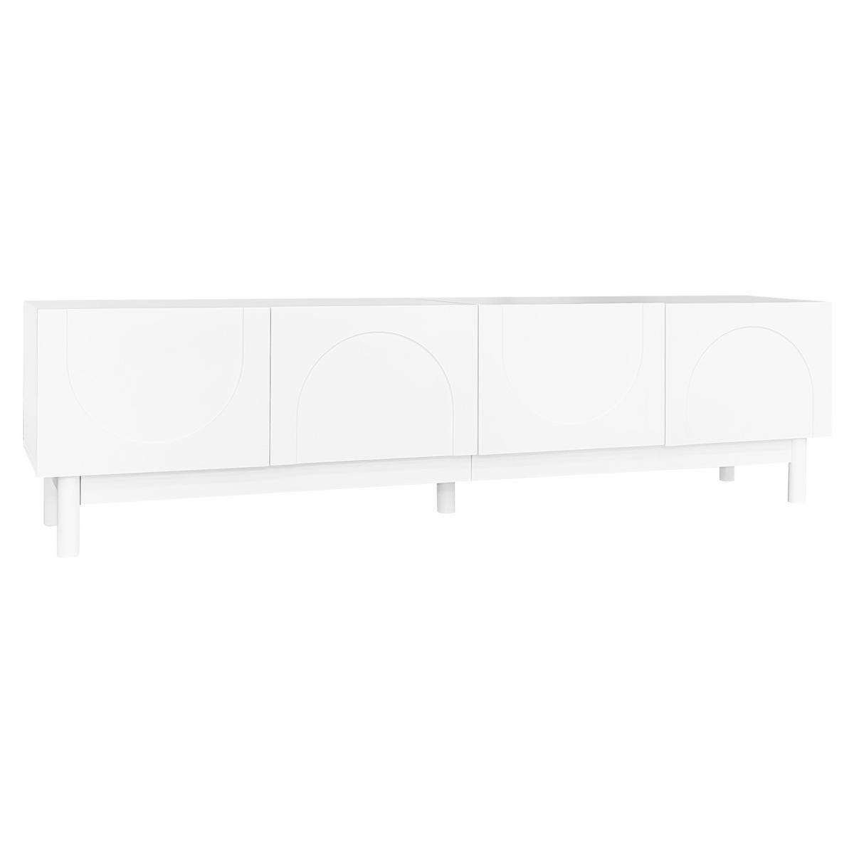 TV ormarić 169/34/45,5 cm bijeli od MDF-a i iverala s 4 vrata i policama - bijela, drvni materijal (169/45.5/35cm) - OKWISH