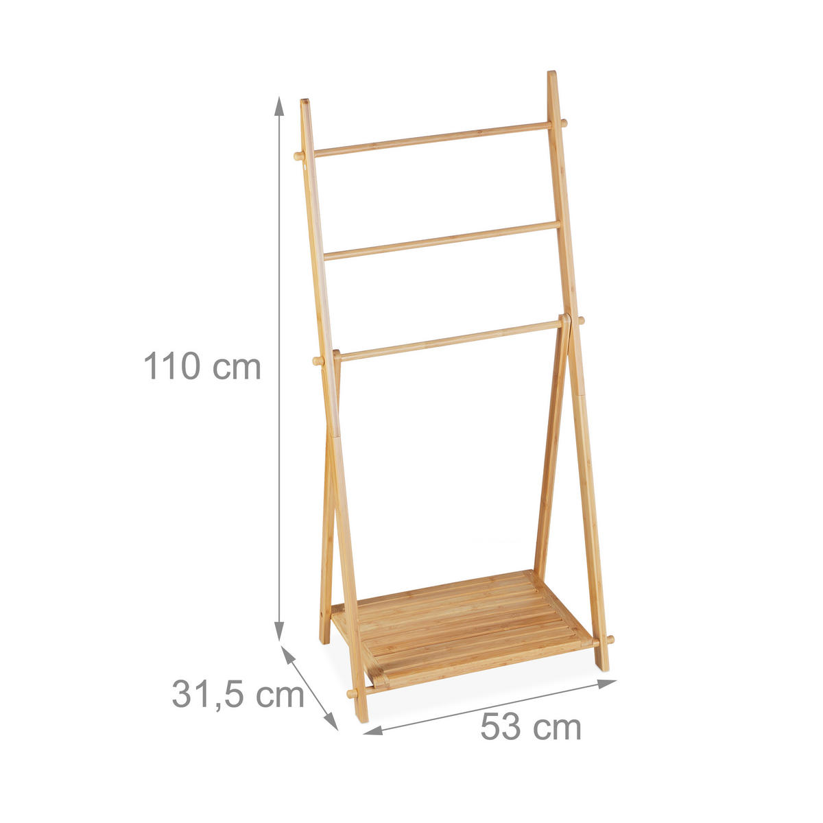 UTERÁKOVÝ stojan - svetlohnedá, drevo (53/110/31.5cm) - Relaxdays