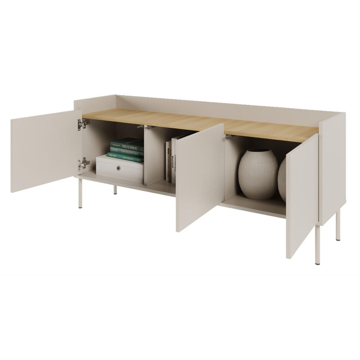 TV-SCHRANK Tovi Kaschmirgrau / Holzoptik Eiche 140 cm - Taupe, Holzwerkstoff/Metall (139.8/58.5/36.4cm) - Selsey