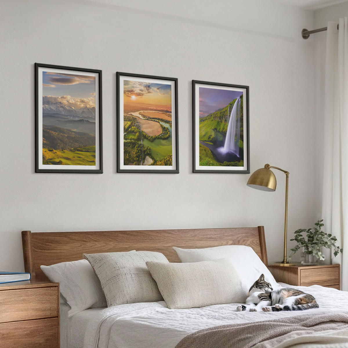 WANDBILDER 3er-Set - 40x60 cm Schwarzer Rahmen - Gebirgsflüsse, Wasserfälle, Natur - Schwarz, Kunststoff (40/60cm) - ArtPrintCave