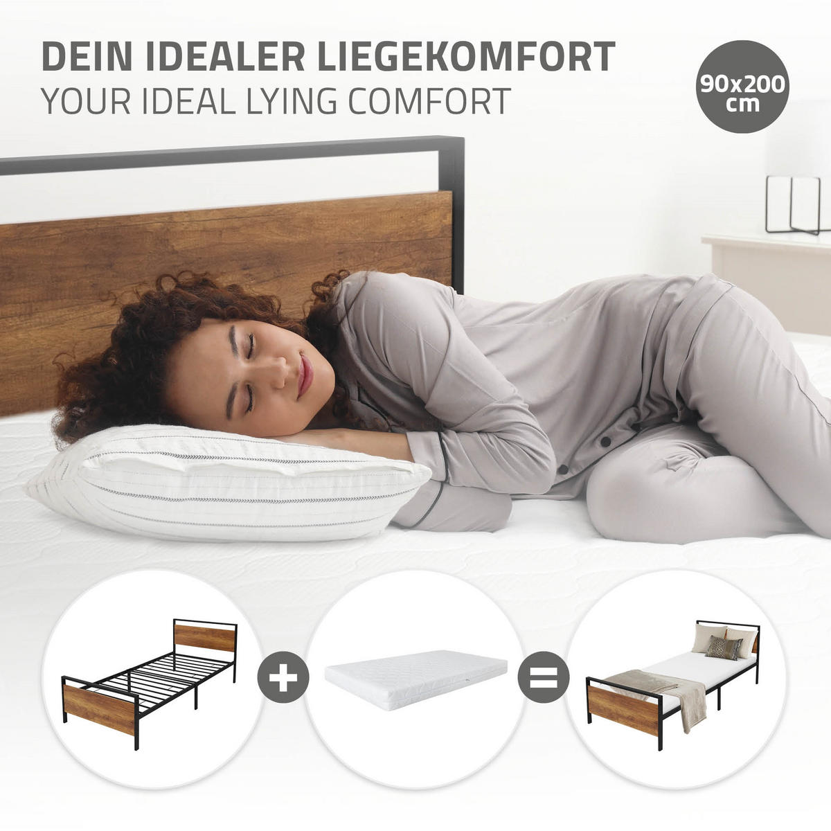 METALLBETT 200/90 cm - Braun, Metall (90/200cm) - ML-DESIGN