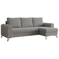 ECKSOFA Hugo Boucle Hellgrau - Hellgrau/Schwarz, Textil/Metall (242/140cm) - MKS