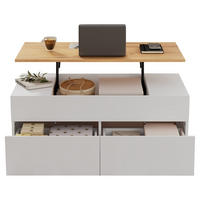 COUCHTISCH aus Spanplatte 100x50x40 cm in Weiß mit Hubtischplatte - Weiß, Holzwerkstoff (100/50/40cm) - Modfu