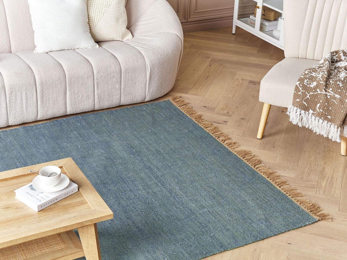 KURZFLOR-TEPPICH Lunia 230/160 cm - Blau, Naturmaterialien (160/230cm) - Beliani