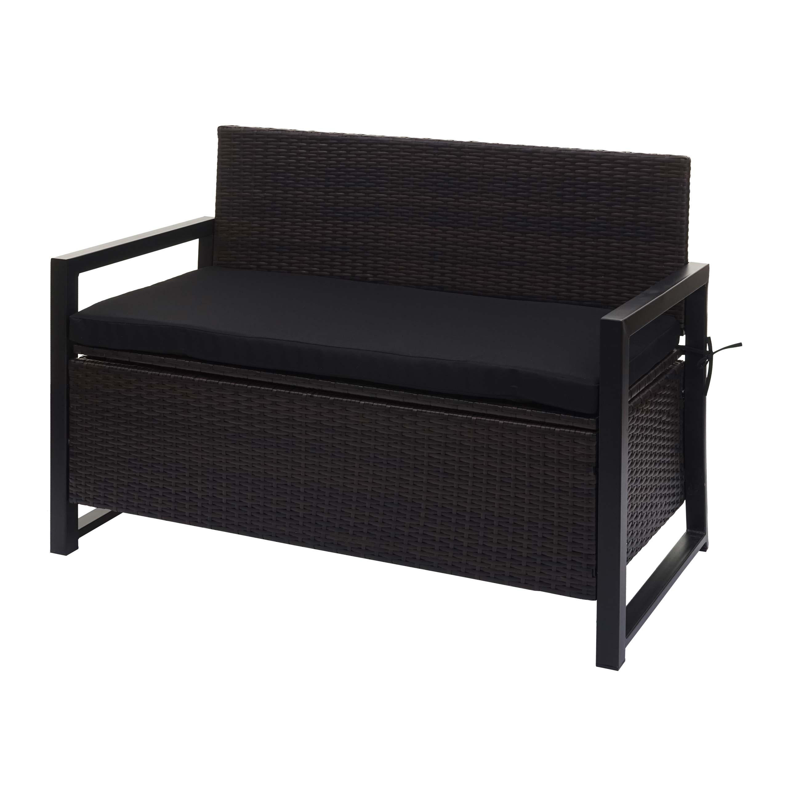 POLY-RATTAN 2ER SITZBANK Braun, Schwarz - Schwarz/Braun, Kunststoff (117/87/57cm) - MCW