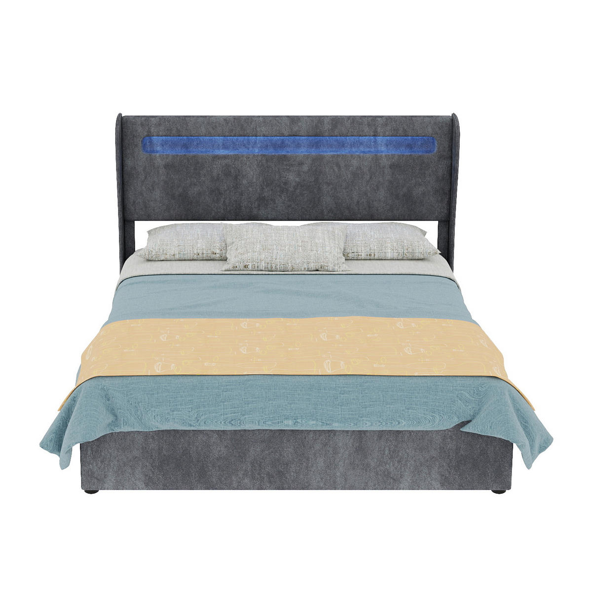 STAURAUMBETT 140/200 cm DE-32986 mit LED-Kopfteil und Matratze Grau - Grau, Metall (140/200cm) - ComfortXL